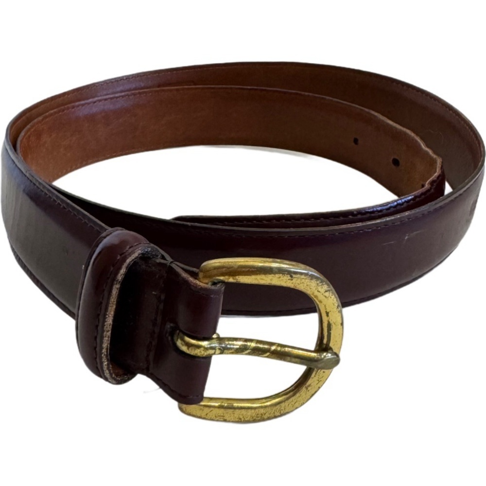 Coach Size 36 Burgundy Leather Belt Men Brass Gold Tone Buckle 3921 Dress Casual